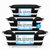 Havenity BBQ Prep Tub 3 Pack - 8L, 16L & 30L Collapsible Set
