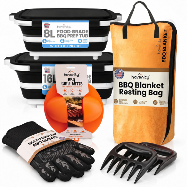 Havenity BBQ Prep Tub Starter Kit - Tubs, Blanket, Claws & Gloves